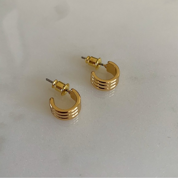 18k gold hoop earrings, mini hoop earrings, medium hoop earrings, gold earrings - Picture 2 of 11